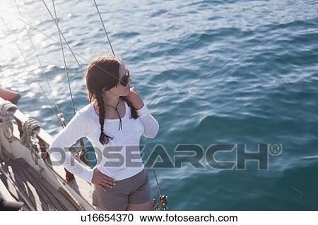 woman at the rail of a boat View Large Photo Image Stock Image - woman at the rail of a boat. Fotosearch