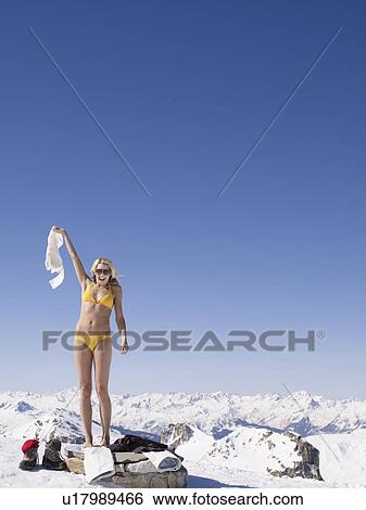 woman in bikini on mountain top View Large Photo Image Stock Photograph - woman in bikini on mountain top. Fotosearch