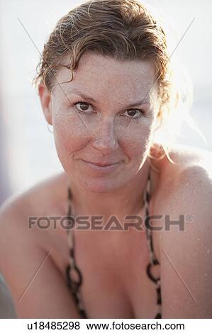 woman in bikini smiling View Large Photo Image Stock Photo - woman in bikini smiling. Fotosearch