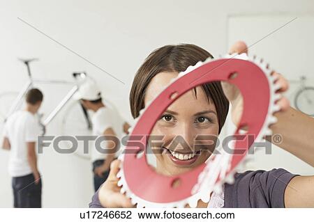 woman indicating bike technics View Large Photo Image Stock Image - woman indicating bike technics. Fotosearch