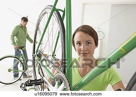 woman indicating bike technics View Large Photo Image Stock Photo - woman indicating bike technics. Fotosearch