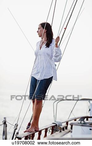 woman standing on rail watching sunset View Large Photo Image Stock Image - woman standing on rail watching sunset. Fotosearch