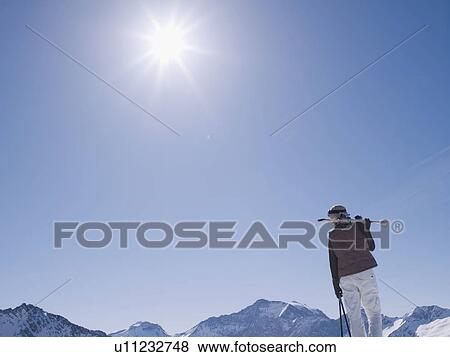 woman with skis on top of mountain View Large Photo Image Stock Photo - woman with skis on top of mountain. Fotosearch