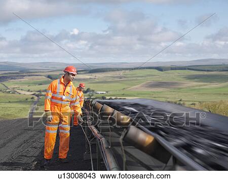 Workers Inspecting Coal On Conveyor Belt View Large Photo Image Stock Image - Workers Inspecting Coal On Conveyor Belt. Fotosearch