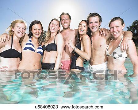 young people in pool View Large Photo Image Stock Image - young people in pool. Fotosearch