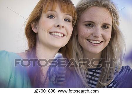 2 Girl friends smiling View Large Photo Image Stock Photo - 2 Girl friends smiling. Fotosearch
