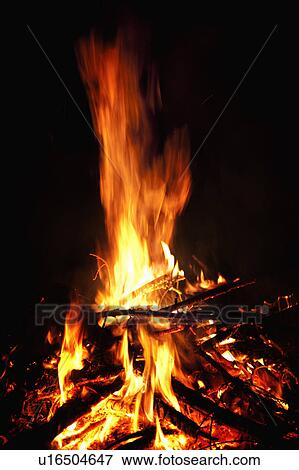 Stock Photo - A bonfire at night. Fotosearch
