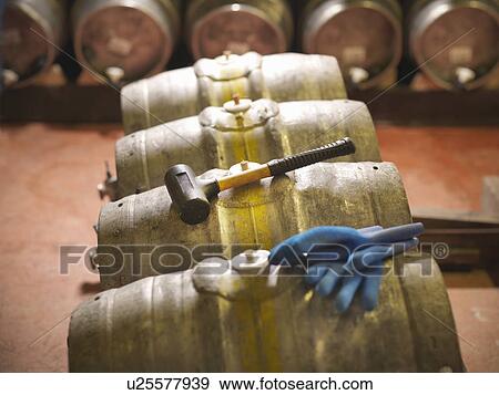 Barrels and hammer in brewery View Large Photo Image Stock Photo - Barrels and hammer in brewery. Fotosearch