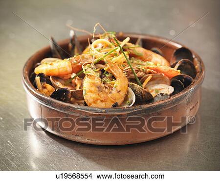 Bowl of prawns and mussels View Large Photo Image Picture - Bowl of prawns and mussels. Fotosearch