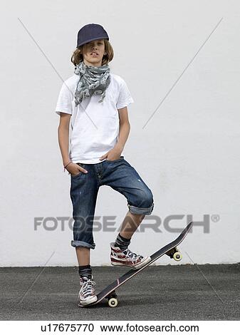 Boy with skateboard View Large Photo Image Stock Image - Boy with skateboard. Fotosearch