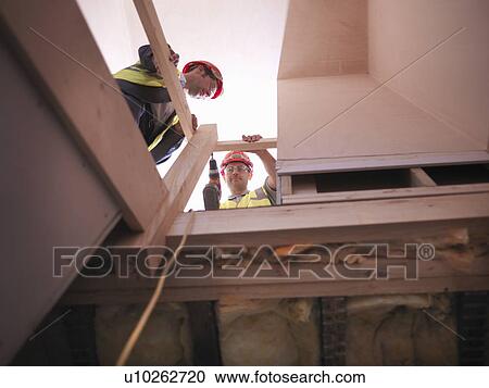 Builder and site manager on staircase View Large Photo Image Stock Image - Builder and site manager on staircase. Fotosearch
