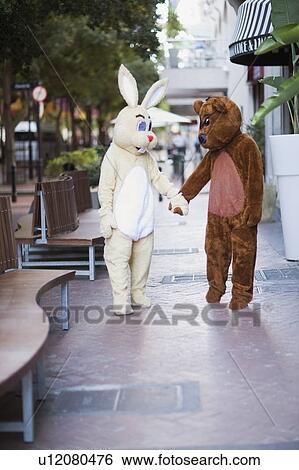 Bunny and bear going along the street View Large Photo Image Stock Photograph - Bunny and bear going along the street. Fotosearch
