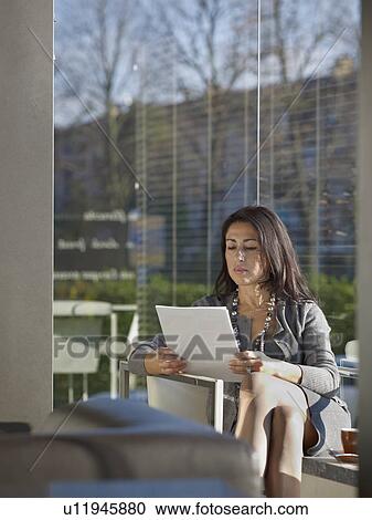 Business Woman in Cafe View Large Photo Image Stock Image - Business Woman in Cafe. Fotosearch