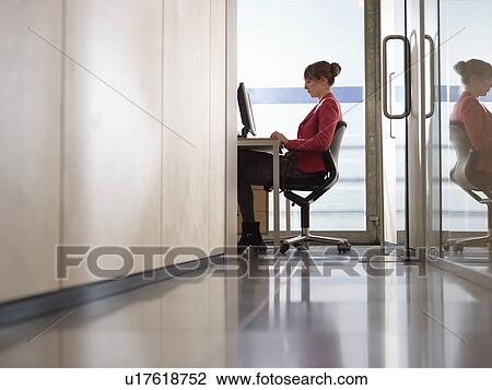 Business Woman in Office on Computer View Large Photo Image Stock Image - Business Woman in Office on Computer. Fotosearch