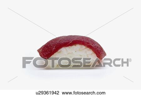 Stock Image - Close up of piece of sushi. Fotosearch