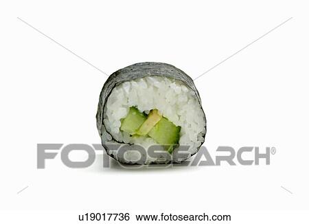 Stock Photograph - Close up of piece of sushi. Fotosearch