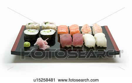 Close up of plate of Japanese food View Large Photo Image Stock Image - Close up of plate of Japanese food. Fotosearch