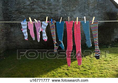 colourful socks on washing line View Large Photo Image Stock Photo - colourful socks on washing line. Fotosearch