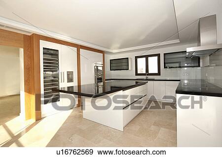 Empty modern kitchen View Large Photo Image Stock Photo - Empty modern kitchen. Fotosearch