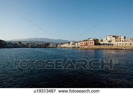 Stock Photo - historic cretan harbour view. Fotosearch