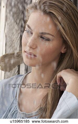 Portrait of a woman looking away View Large Photo Image Stock Photography - Portrait of a woman looking away . Fotosearch