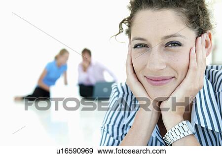 Stock Photo - Portrait of happy business woman. Fotosearch