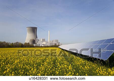 Solar plant and atomic power station View Large Photo Image Stock Image - Solar plant and atomic power station. Fotosearch