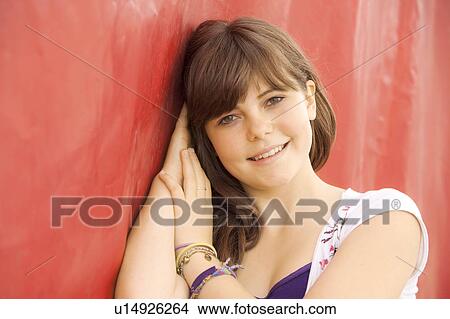 Picture - Teenage girl smiling. Fotosearch