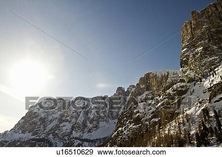 Trees in snowy mountain landscape View Large Photo Image Stock Photo - Trees in snowy mountain landscape. Fotosearch