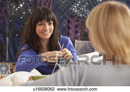 Women knitting and chatting View Large Photo Image Stock Image - Women knitting and chatting. Fotosearch