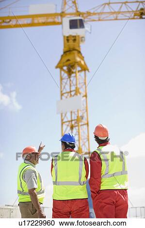 Workers inspecting a building plot View Large Photo Image Stock Image - Workers inspecting a building plot. Fotosearch
