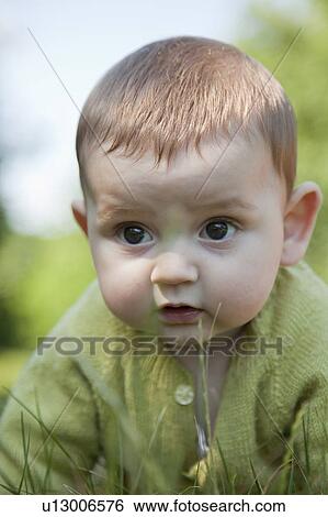 Baby boy crawling in grass View Large Photo Image Stock Photograph - Baby boy crawling in grass. Fotosearch