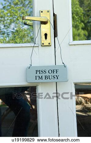Stock Photo - Busy sign on door. Fotosearch