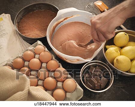 Cake mix and ingredients on counter View Large Photo Image Picture - Cake mix and ingredients on counter. Fotosearch