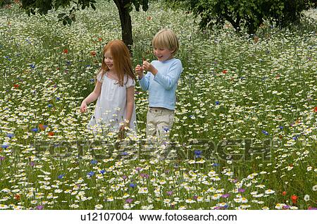 Children walking in field of flowers View Large Photo Image Picture - Children walking in field of flowers. Fotosearch