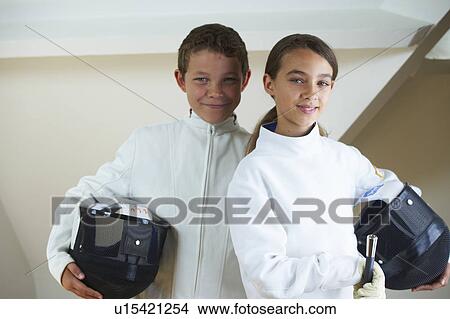 Children wearing fencing costumes View Large Photo Image Picture - Children wearing fencing costumes. Fotosearch