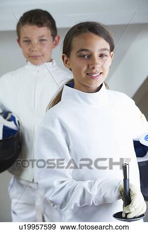 Children wearing fencing costumes View Large Photo Image Stock Photo - Children wearing fencing costumes. Fotosearch