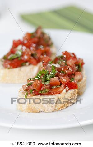 Stock Photo - Close up of bruschetta. Fotosearch