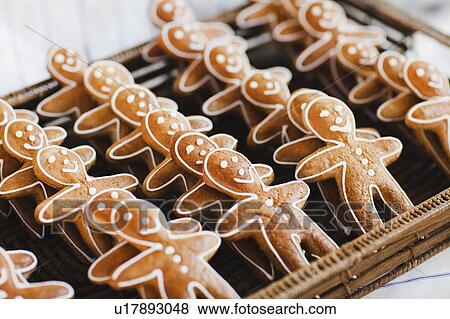 Stock Photo - Close up of gingerbread men cookies. Fotosearch
