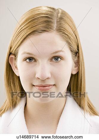 Picture - Close up of girl’s smiling face. Fotosearch