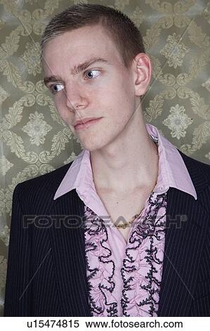 Stock Photography - Close up of man in ruffled shirt. Fotosearch