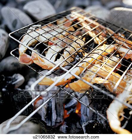 Close up of prawns grilling over fire View Large Photo Image Stock Image - Close up of prawns grilling over fire. Fotosearch