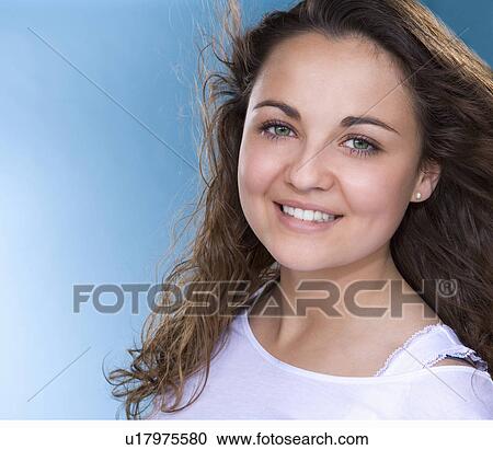 Close up of smiling woman View Large Photo Image Stock Image - Close up of smiling woman. Fotosearch