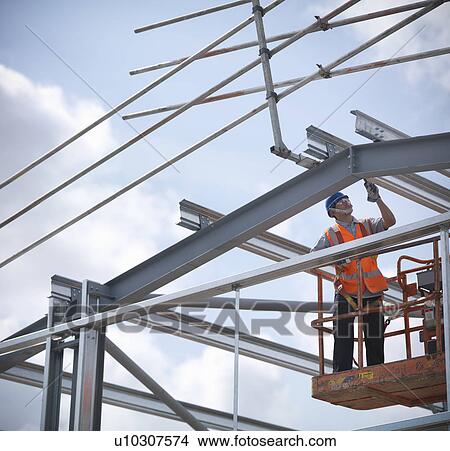 Construction workers in cherry picker View Large Photo Image Picture - Construction workers in cherry picker. Fotosearch