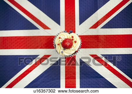 Cupcake on Union Jack napkin View Large Photo Image Stock Image - Cupcake on Union Jack napkin. Fotosearch