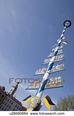 Maypole at Viktualienmarkt View Large Photo Image Picture - Maypole at Viktualienmarkt. Fotosearch