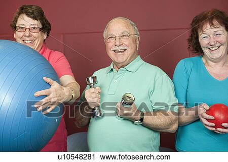 Older people with exercise equipment View Large Photo Image Stock Image - Older people with exercise equipment. Fotosearch