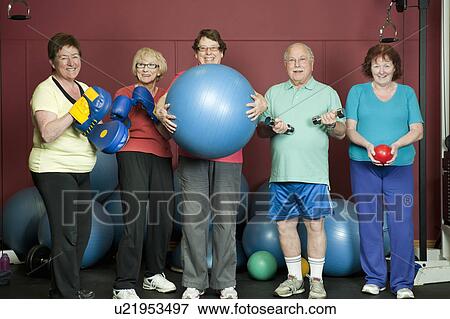 Older people with exercise equipment View Large Photo Image Stock Photo - Older people with exercise equipment. Fotosearch