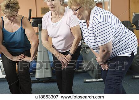 Older women stretching in gym View Large Photo Image Stock Photo - Older women stretching in gym. Fotosearch