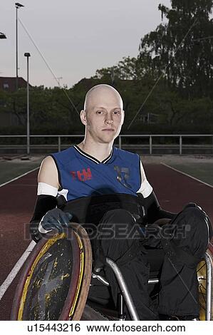 Para rugby player in wheelchair on track View Large Photo Image Stock Photograph - Para rugby player in wheelchair on track. Fotosearch